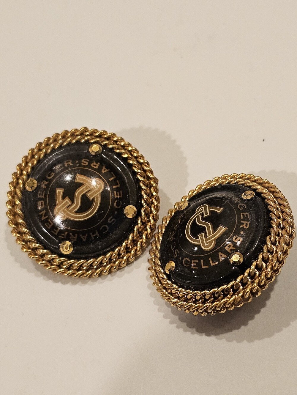 Vintage Sharffenberger Cellars Clip On Earrings